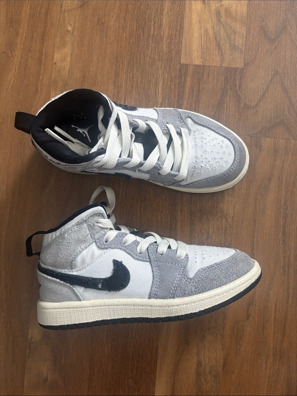 Jordan 1 Mid SE Craft White Cement Grey Black Preschool Toddler Shoes Size 12